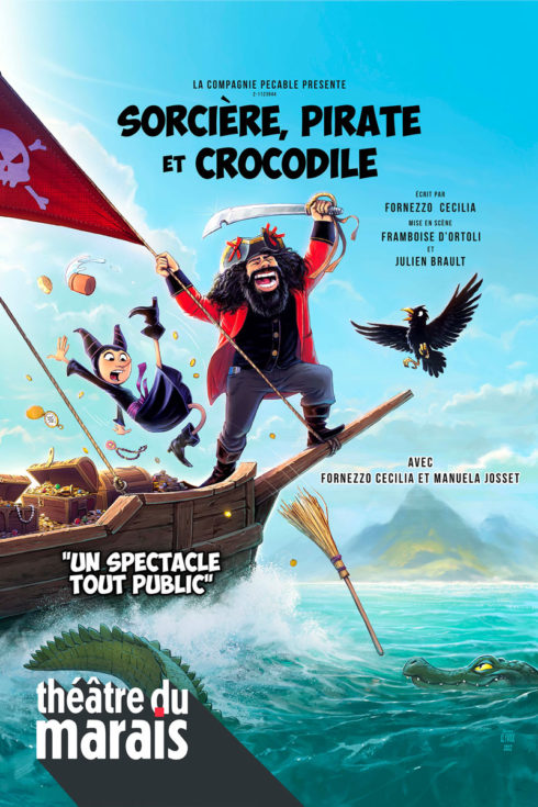 Affiche Sorcière, pirate et crocodile